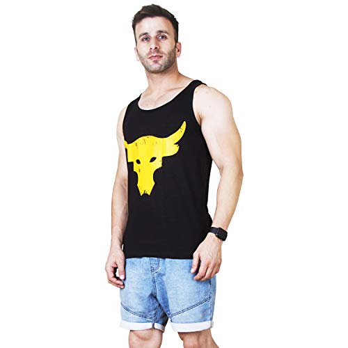 Image of Veirdo Cotton Sleeveless Tshirt for Men Black