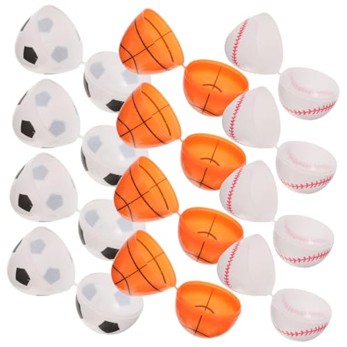 NAMOARLY 12pcs Easter Open Egg Easter Egg Kit Sports Fillable Treat Containers Sport Ball Easter Eggs Party Favors Balls Egg-shaped Boxes Easter Egg Baubles Candy Container Toy Plastic