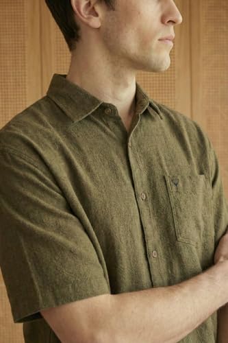 Image of Allen Solly Men's Textured Casual Shirt | Drop Shoulder | Half Sleeve | Relaxed Fit | Casual & Streetwear Style