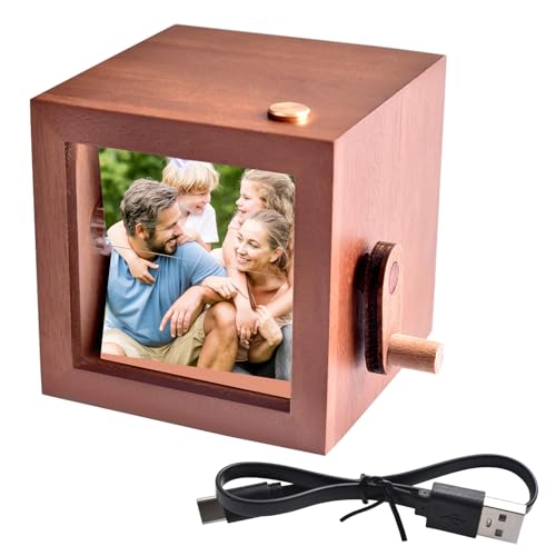 toyofmine Álbum de fotos con Manivela Luz LED-Soporte de Fotos con Manivela-Marco de Libro de Fotos Personalizado-para Padre Madres y Parejas