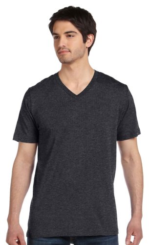Bella + Canvas Unisex Jersey Short-Sleeve V-Neck T-Shirt M DK GREY HEATHER