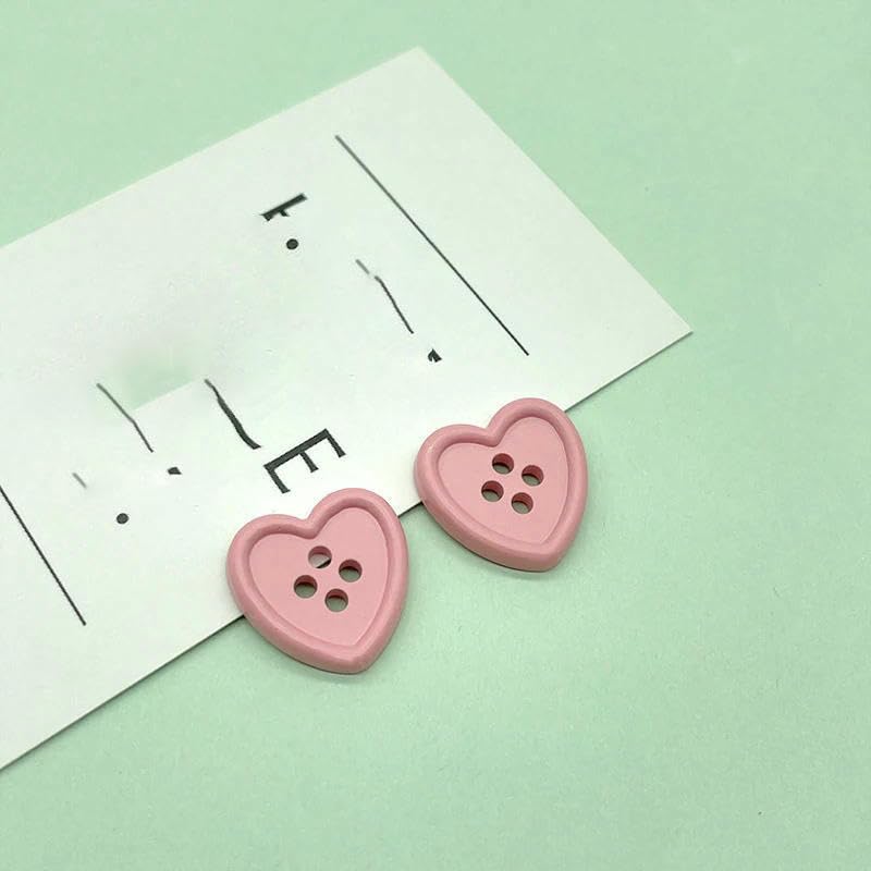20 pezzi 18 mm bottoni colorati a forma di cuore per abbigliamento maglioni per bambini bottoni carini ricamo fai da te accessori per cucire-rosa-18 mm