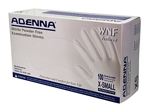Adenna WNF 4.3 mil Nitrile Powder Free Exam Gloves (White, X-Small) Box of 100