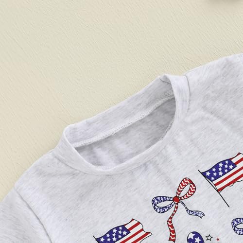 Image of Kayotuas Toddler Baby Girl 4th of July Outfit American Flag Shirt Red Blue Stars Tulle Tutu Skirts Kids Fourth of July Dress