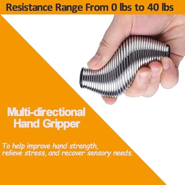 1 Pack Spring Metal Stress Therapy Ball & Hand Squeeze Ball - Fidget & Strength Trainer - Hand Exerciser Grip Strengthener & Squishy Tools for Wrist Rehab, Stress Relief Hand & Finger Therapy Squeeze Ball