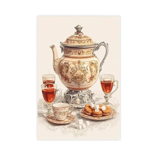 QOTOPGPG Russian Samovar Illustration Canvas Poster Wall Art Decor Print Picture Paintings for Living Room Bedroom Decoration 12x18inch(30x45cm)