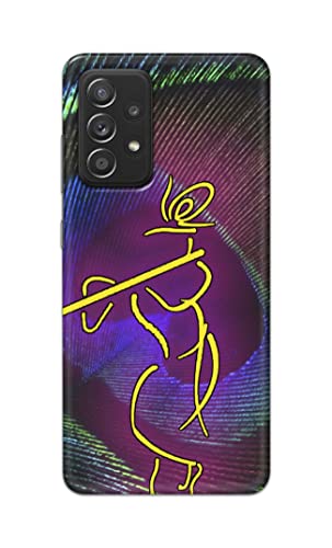 Image of PRINTFIDAA Lord Krishna On Peacock Feather Hard Back Cover for Samsung Galaxy A52 / A52 5G (6.5 inch) Back Cover -(P6) KAT1007