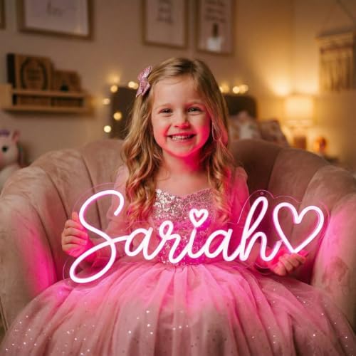 Image of GITM Custom Neon Signs Personalized, Large Led Neon Lights Signs for Name Wedding Studio Logo Wall Decor,Name Neon Sign Customizable