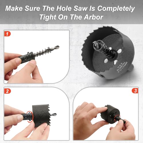Image of 2-7 /8 Inch Hole Saw with 3 /8 inch Triangle Shank Quick Change Arbor, JTemgle Bi-Metal Hole Saw Heavy Duty Hole Cutting Tool for Cornhole Boards, Recessed Lights, Wood, Plastic, Drywall & Soft Metal