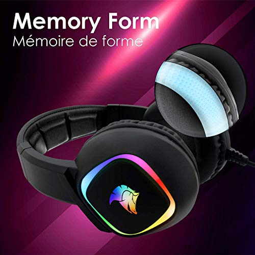 Cuffie Gamer Dark Rainbow G-HD10 - Compatibile con Console di gioco PS4, PS5, Smartphone,Tablet,PC,Mac - Audio stereo ad alta definizione - Microfono flessibile omnidirezionale - Cuffia gaming - Immagine 4