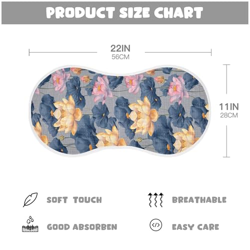 xigua Lotus Flowers Baby Burp Cloths for Newborn Boys and Girls 4 Pack, Soft & Absorbent Cotton Baby Burp Cloth, Baby Washcloths, Newborn Towel, Burp Rags4