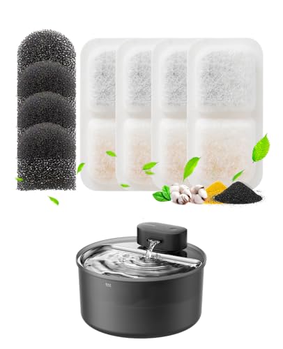 Image of oneisall 4PCS Replacement Filters for 2.2L 3.2L Wireless Cat Fountain | 5-Layer Filtration,2 Months Set of Replacement Filters and Sponges,Fits Model Cordless PW13 PW14