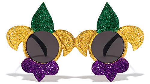 Party Glitter Mardi Gras Fleur De Lis Round Sunglasses2
