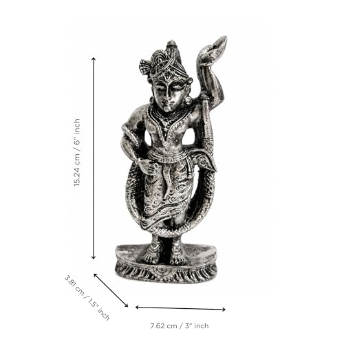 Image of eCraftIndia Lord Shrinathji Idol | Silver Finish Shrinathji Statue | Decorative Spiritual Showpiece for Home Decor & Gifting | Hindu God Murti for Temple & Living Space