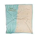 Northwest Art Mall Central Oregon Coast Map Ultra Fleece Bed Sofa Travel Cozy Blanket from Illustration by Lakebound 50' x 60'.
