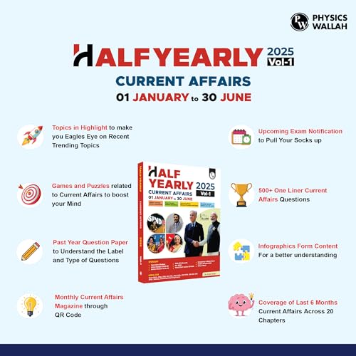 Image of PW Half Yearly Current Affairs Magazine Vol. 1 January to June 2025 By Krati Singh | For SSC, Banking, Teaching, Railway, Defence and Other ... English Edition [Paperback] Krati Singh