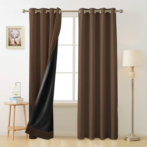 Image of Cloth Fusion 100% Blackout Door Curtains 7 Feet Long Set of 2 with Blackout Lining, Double Layer Room Darkening Parda with Stainless Steel Grommets for Home Decor (7x4 Feet, Copper Brown)