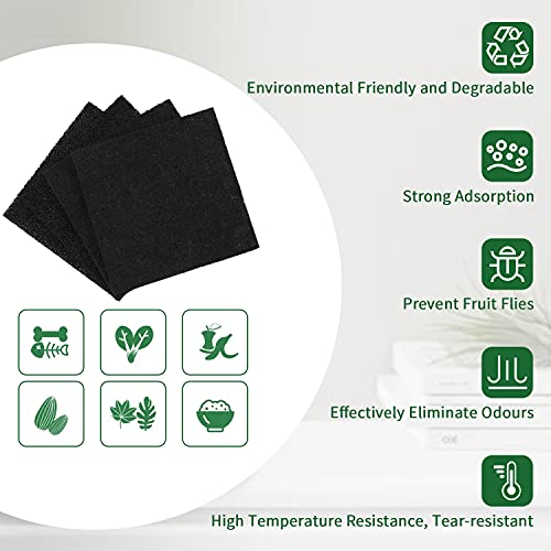 10 Pack Square Compost Bin Filters Spare Activated Carbon Filter Sheets for Indoor Kitchen Compost Bucket Countertop and Recycle Bin (5 Inches)