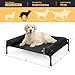 Veehoo Elevated Raised Dog Bed-Cooling Outdoor Dog Cot Bed for Large Sized Dogs Three-Sided Fence Raised Pet Cot with Mesh & No-Slip Feet Dog Hammock Bed with Removable Bolster-35 x 22