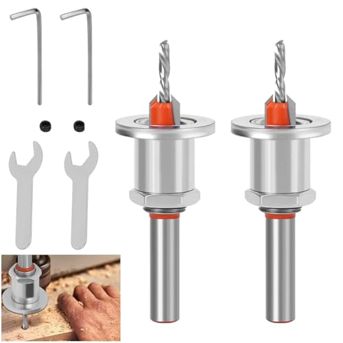 Juego de sierra de broca avellanadora con llave hexagonal y tornillos, broca avellanadora de 8 mm con tope de profundidad, juego de 2 brocas avellanadoras para madera