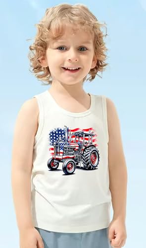 Boys Girls 4th of July Tank Tops Kids American Flag Patriotic Independence Day Shirts Sleeveless Cotton Tops 3-10T3