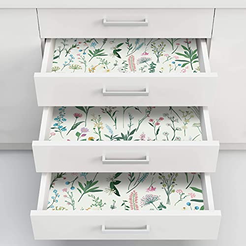 Jiffdiff Floral Wallpaper Peel And Stick 118.11" X 17.32" Wallpaper For Bathroom Wild Flower Wallpaper Vinyl Contact Paper Cabinet Wallpaper Shelf Decor Wall Decor Coverage 14 Sq.ft #TOP4