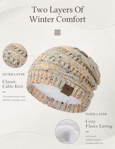 Image of Durio Winter Hats for Women Cable Knit Beanie Soft Womens Beanies Thick Winter Hat