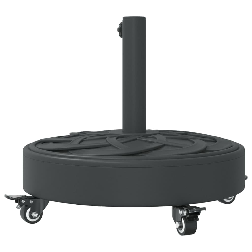 Stojak na parasol przeciwsłoneczny z kółkami, 27 kg ciężka podstawa z polietylenu i betonu, pasuje do masztu Ø 38/48 mm, z wzorem krzywizn, zwijany i blokowany, do ogrodu, na balkon i taras