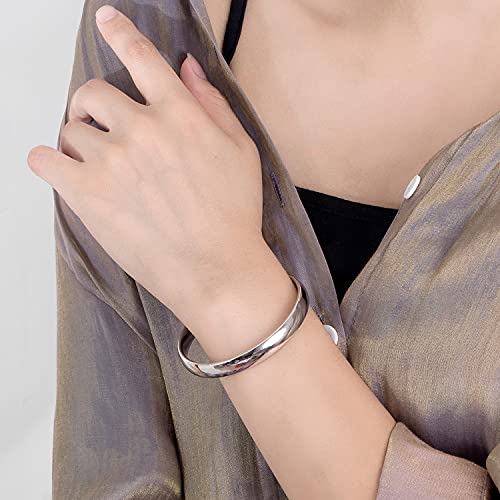 Dankadi Minimalism Women Men 925 Sterling Silver Bracelet Width 7-8MM Diameter 60-65 mm Solid Smooth On Bangle Cuff Fashion Fine Jewelry Gifts - Image 3