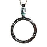 Raonhazae Antique Patina 5X Magnifying Glass Pendant Necklace Long Chain