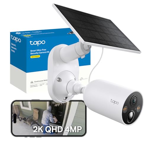 Tapo C425 KIT 2K 4MP QHD Battery Solar Security Camera Outdoor Wireless, 150° Super-wide FOV, Colour Night Vision, No Monthly Fee, AI Detection, Two-