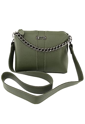 Bolsa Retta Kiara Transversal Pequena Preta (Verde Militar)