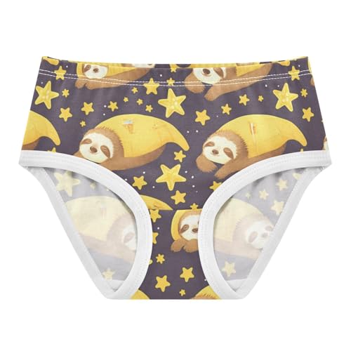 Wusikd Sleeping Sloths Girls' Underwear Cotton Yellow Stars Girls Briefs Soft Toddler Underwear 2T