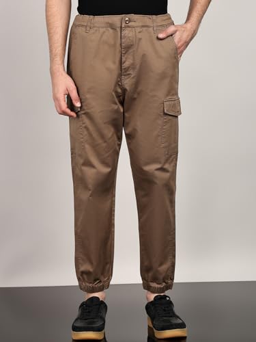 Image of Alan Jones Men's Cargo Jogger Pants | Regular Fit Tapered Joggers with Elastic Waist & Hems | Cotton Stretch Utility Pocket Track Pants | Casual Everyday Wear