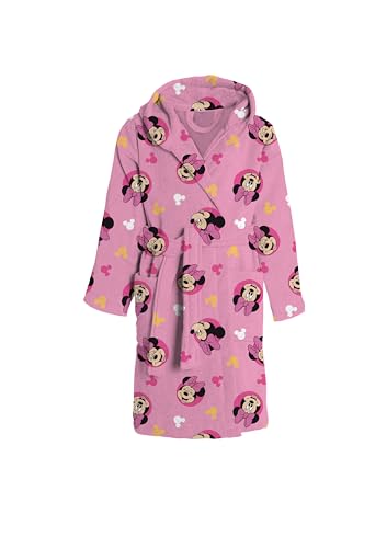 Hermet Accappatoio In Spugna, 100% Cotone, Accappatoio Da Bambina, Con Cappuccio E Cintura, Disegno Con Minnie, 2/3 Anni