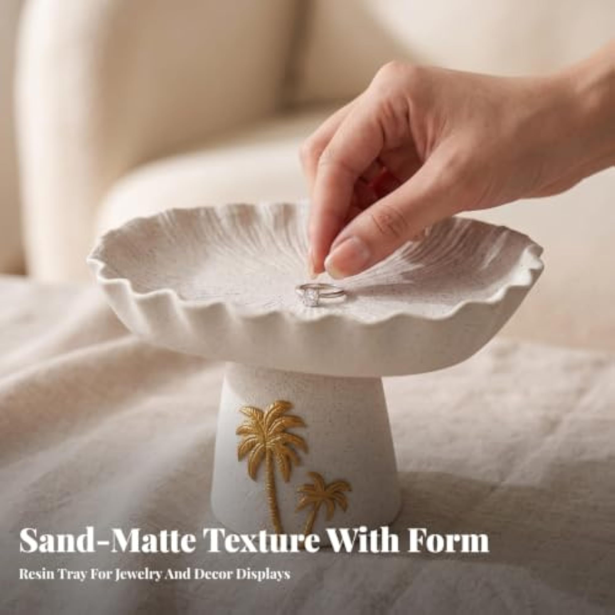 Coastal Resin Pedestal Tray, Sculptural Design