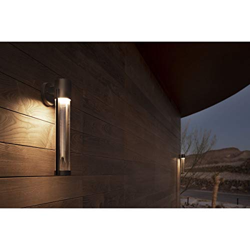 Z-1030 Led Collection 1-Light Clear Glass Modern Outdoor Medium Wall Lantern Light Textured Black #TOP2