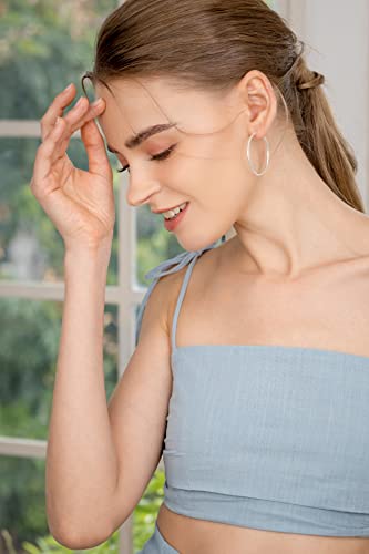 Sterling Silver High Polished Round-Tube Click-Top Thin Hoop Earrings, 2X40Mm #TOP1