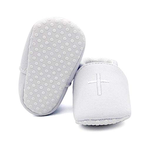LACOFIA Baby doopschoenen baby jongens meisjes doop wieg schoenen zachte zool prewalkers wit - Image 4
