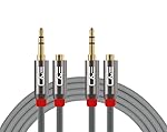 C & E (Cables & Etc® Pure Copper 3.5mm Stereo Audio Extension Cable Male Female Connectors with Zinc Alloy Metal Plugs Cable [ 2 Pack] [ 1.5Feet, [ 0.5 Meters]