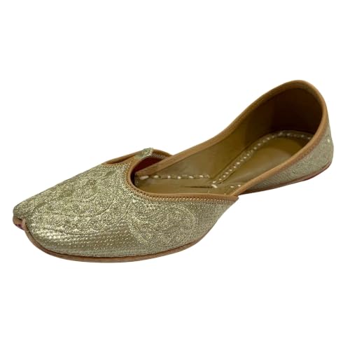 Image of Gold Bridal Flats Wedding Shoes Indian Punjabi Jutti Mojari Designer Shoes