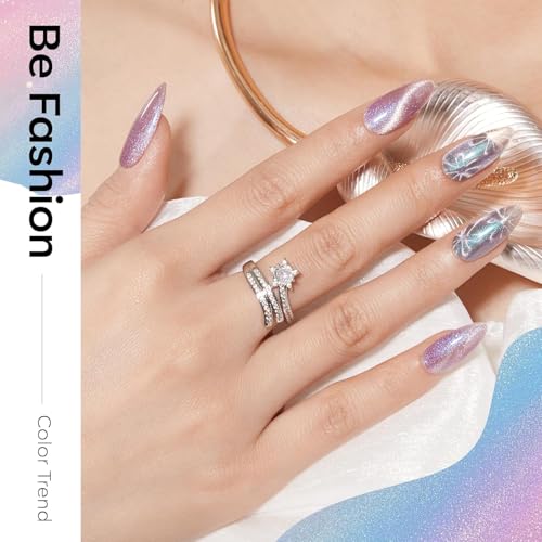 Image of modelones Cateye Gel Polish Nail Magnet, 8-in-1 Cat Eye Magnet Nail Art Wand for Gel Nails with Steel Ball, Glass Bead, French Tip, Clover, Heart & Swirl Effects for DIY Home Salon Manicure