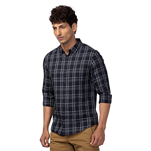 Image of Spykar Men's Slim Fit Full Sleeve Checked Casual Shirts