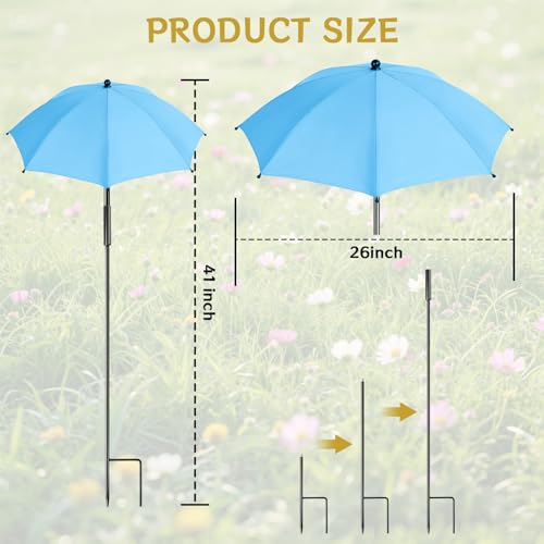 3 Pack Plant Umbrellas for Outdoor Plants, 26" Adjustable Garden Plant Shade Covers, Upgraded Bendable Stem & Angle Adjustable Sun Shade Umbrella for Potted Plants, Flowers, Vegetables and Garden Beds by GLBLAUCK - Used condition - Image 3