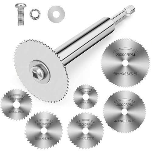 KAIRUIERD 7 hojas de sierra de taladro para herramienta giratoria Dremel, discos de corte Dremel, hojas de sierra circulares para cortar madera, plástico y metal