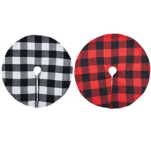 2 Pack Christmas Tree Skirt Decorations 15 Inch Mini Xmas Tree Skirt, Buffalo Plaid Tree Skirt For Family Christmas Party Holiday Decoration #TOP3