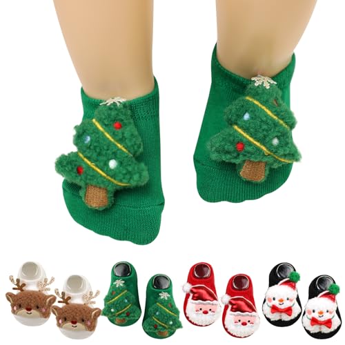 SFGHOUSE Baby Girls Socks Non-Slip Grips for Babies Princess Low Cut Toddler Ankle Socks for Girls Christmas Gifts (US Age 0 Months 6 Months red black white green)