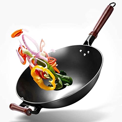 Wok con mango de madera y fondo plano, 13.5 pulgadas miniatura 4