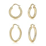 Hoop Earrings for Women, Teardrop Hoops Earrings,Gold Hoop Earrings Set,2 Pairs Hypoallergenic Loop Earrings