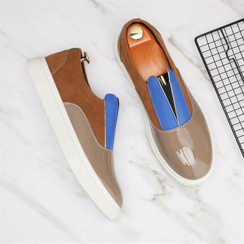 Men's Classic Patent Leather Slip On Sneakers Low Top with Soft Breathable Insole Lightweight Casual Comfortable Walking Dress Shoes for Business Party Wedding Office Daily Work2